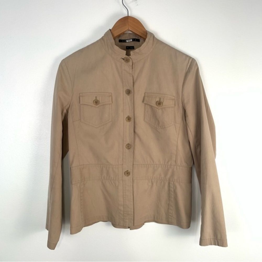 Theory Womens Size Large Khaki Tan Jacket Blazer Lightweight Business